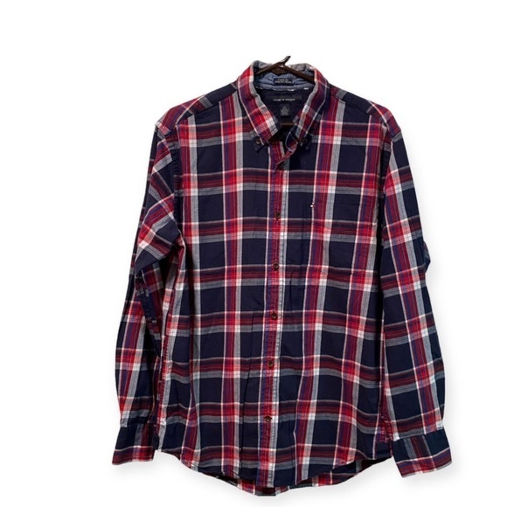 Tommy Hilfiger Shirt Mens Size Large Button Down LongSleeve Collared Plaid